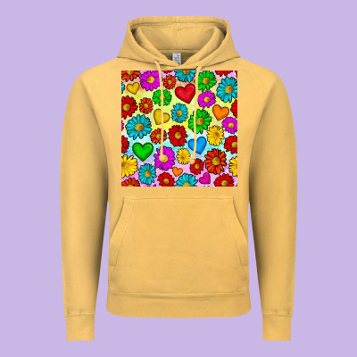 Pride Lgbtq Flowers And Hearts Seamless Pattern Vintage Hoodie Designed By Bundleandbundleshop