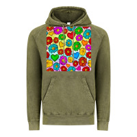 Vintage Olive Pride lgbtq flowers and hearts seamless pattern Vintage Hoodie - BundleAndBundleShop