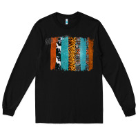 Black Western Leopard Glitter Aztec Cowhide Pattern Brushstroke Long Sleeve Tee - Bettercallsaul