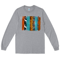 Heather Grey Western Leopard Glitter Aztec Cowhide Pattern Brushstroke Long Sleeve Tee - Bettercallsaul