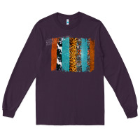 Plum Western Leopard Glitter Aztec Cowhide Pattern Brushstroke Long Sleeve Tee - Bettercallsaul