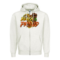 Oatmeal Heather black and proud Zipper Hoodie - HowdyJamesFarm