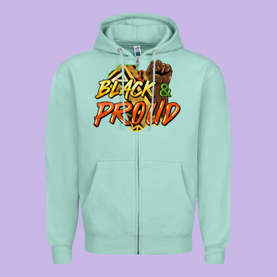 Black And Proud Zipper Hoodie Designed By Howdyjamesfarm