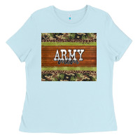Baby Blue army mom leopard glitter camouflage Ladies Tee - BarkalooDesign