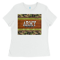 White army mom leopard glitter camouflage Ladies Tee - BarkalooDesign