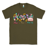 Army Green Peace Love Make Up Classic Tee - BundleAndBundleShop