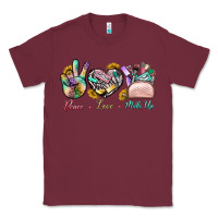 Burgundy Peace Love Make Up Classic Tee - BundleAndBundleShop