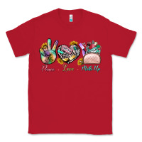 Red Peace Love Make Up Classic Tee - BundleAndBundleShop
