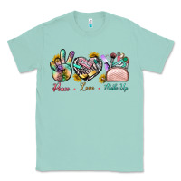 Seafoam Peace Love Make Up Classic Tee - BundleAndBundleShop