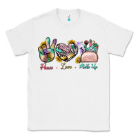 White Peace Love Make Up Classic Tee - BundleAndBundleShop