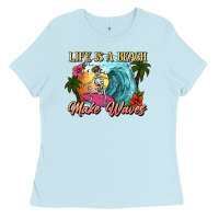 Baby Blue Life is a beach make waves skeleton Ladies Tee - NancyCooperArtShop