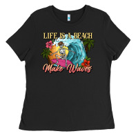 Black Life is a beach make waves skeleton Ladies Tee - NancyCooperArtShop