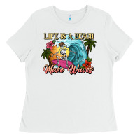 White Life is a beach make waves skeleton Ladies Tee - NancyCooperArtShop