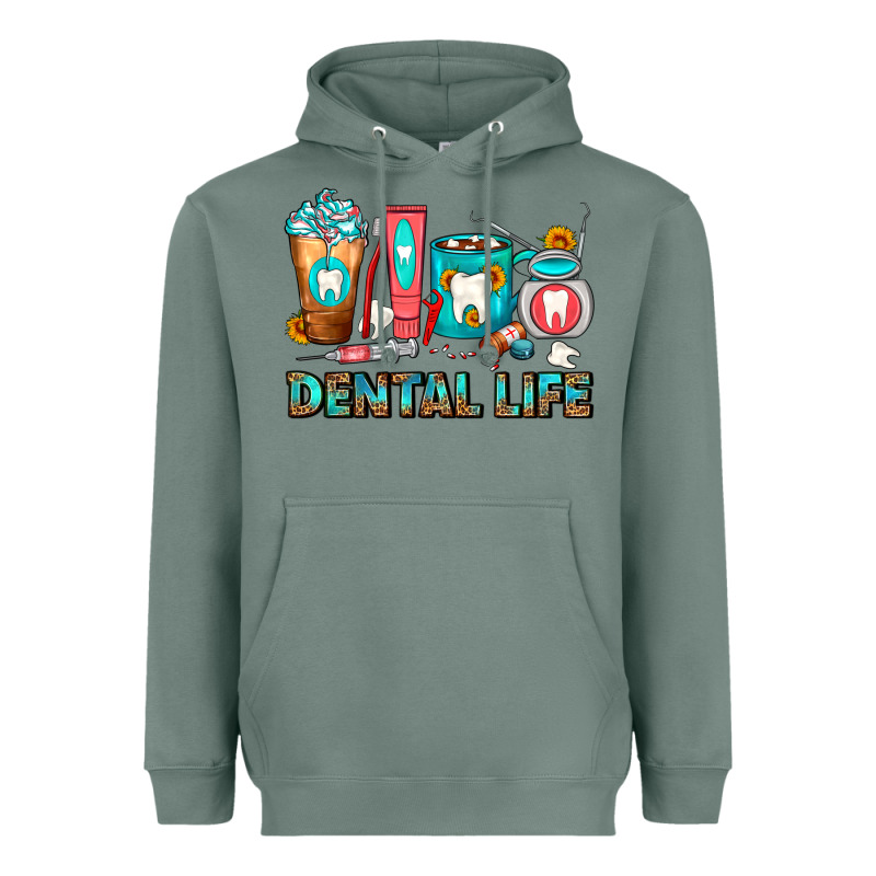 Dental Life Dentist Coffee Cups Heavyweight Hoodie by FaDigitalArtStudio | Teevron