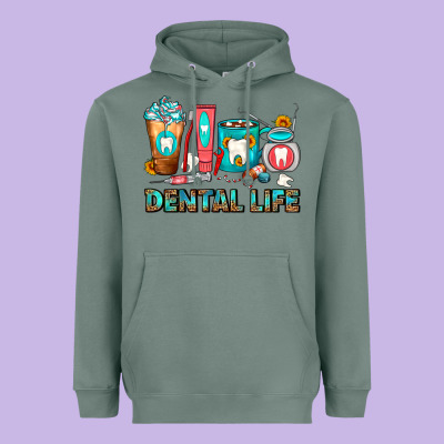 Dental Life Dentist Coffee Cups Heavyweight Hoodie Designed By Fadigitalartstudio