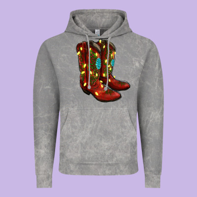 Cowboy Boots Christmas Vintage Hoodie Designed By Ranaportraitstore