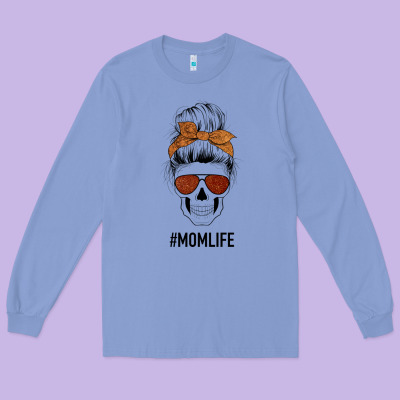 Glitter Western Patterned Mom Skull Long Sleeve Tee Designed By Bettercallsaul