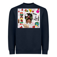 Navy afro teacher life Heavyweight Sweatshirt - NancyCooperArtShop