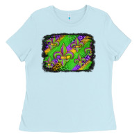 Baby Blue mardi gras fleur de lis background Ladies Tee - Jasminsmagicworld