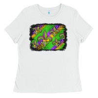 White mardi gras fleur de lis background Ladies Tee - Jasminsmagicworld