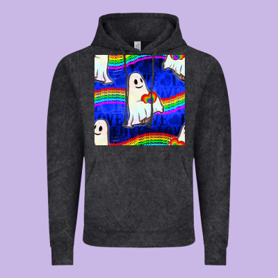 Pride Lgbtq Ghosts And Heart With Rainbow Seamless Vintage Hoodie Designed By Bundleandbundleshop