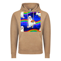 Vintage Coffee Pride lgbtq ghosts and heart with rainbow seamless Vintage Hoodie - BundleAndBundleShop
