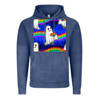 Vintage Denim Pride lgbtq ghosts and heart with rainbow seamless Vintage Hoodie - BundleAndBundleShop