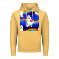 Vintage Mustard Pride lgbtq ghosts and heart with rainbow seamless Vintage Hoodie - BundleAndBundleShop