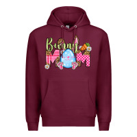 Burgundy Easter Day Bunny mom Premium Hoodie - OliviaCreatesArt