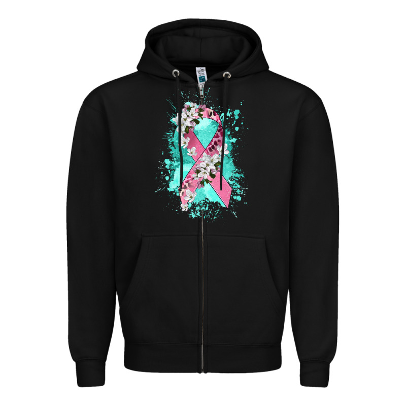 Cancer Ribbon Zipper Hoodie by CowGirlArtShop | Teevron