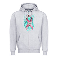 Heather Grey cancer ribbon Zipper Hoodie - CowGirlArtShop