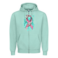 Seafoam cancer ribbon Zipper Hoodie - CowGirlArtShop