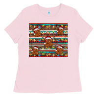 Bubblegum Pink christmas turquoise serape highland cow Ladies Tee - BarkalooDesign