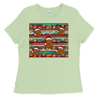 Matcha christmas turquoise serape highland cow Ladies Tee - BarkalooDesign