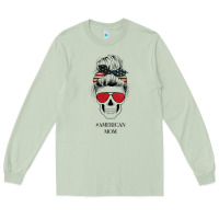 Matcha Glitter American Flag Patterned American Mom Skull Long Sleeve Tee - Bettercallsaul