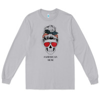 Moon Dust Glitter American Flag Patterned American Mom Skull Long Sleeve Tee - Bettercallsaul