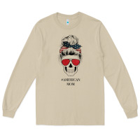 Mushroom Glitter American Flag Patterned American Mom Skull Long Sleeve Tee - Bettercallsaul