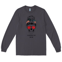 Smoke Glitter American Flag Patterned American Mom Skull Long Sleeve Tee - Bettercallsaul