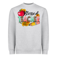 Heather Grey blessed teacher Heavyweight Sweatshirt - NancyCooperArtShop