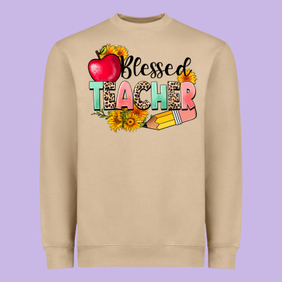 Blessed Teacher Heavyweight Sweatshirt Designed By Nancycooperartshop