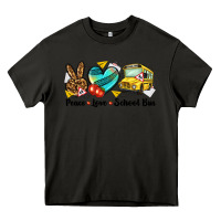 Asphalt peace love school bus Heavy Core Tee - NancyCooperArtShop