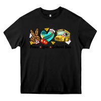 Black peace love school bus Heavy Core Tee - NancyCooperArtShop