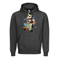 Charcoal Heather christmas cow gnome Zipper Hoodie - CowGirlArtShop