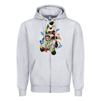 Heather Grey christmas cow gnome Zipper Hoodie - CowGirlArtShop