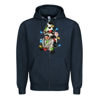 Navy christmas cow gnome Zipper Hoodie - CowGirlArtShop