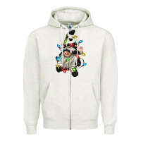 Oatmeal Heather christmas cow gnome Zipper Hoodie - CowGirlArtShop