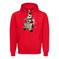 Red christmas cow gnome Zipper Hoodie - CowGirlArtShop