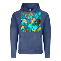 Vintage Denim Pride lgbtq hands with flag seamless pattern Vintage Hoodie - BundleAndBundleShop