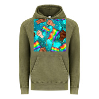 Vintage Olive Pride lgbtq hands with flag seamless pattern Vintage Hoodie - BundleAndBundleShop