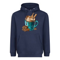 Navy Chocolate And Coffee Heavyweight Hoodie - FaDigitalArtStudio